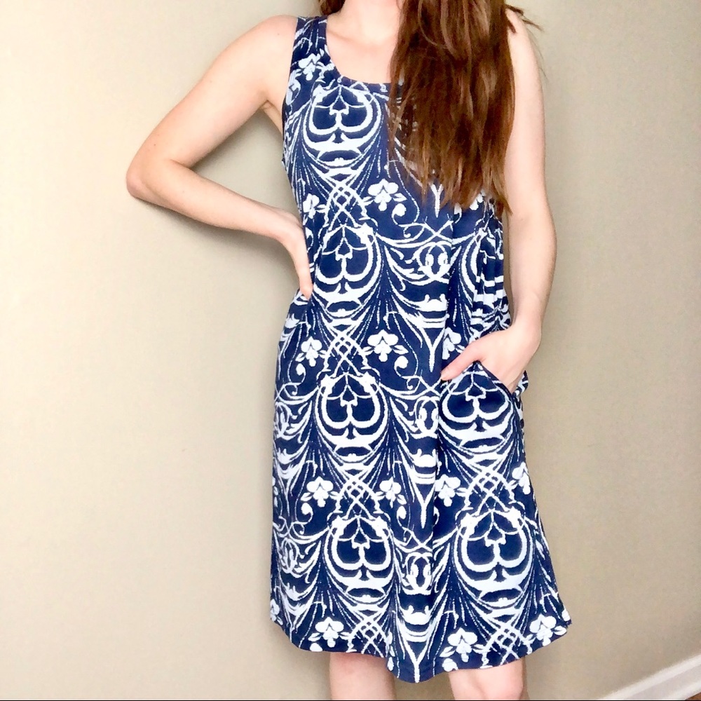 Fresh Produce Damask Navy Dress